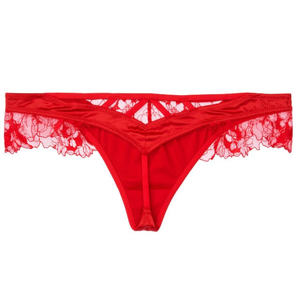 VS Thong LUXE LINGERIE Embroidered Red XL NWT - Picture 12 of 15